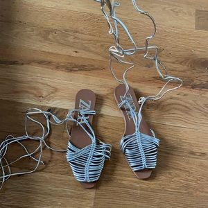 Brand new Zara gold lace up sandals